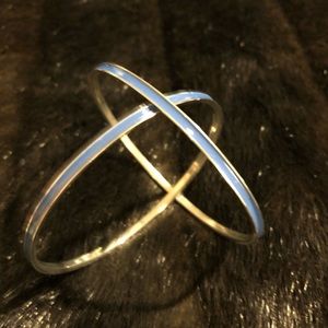 Periwinkle and silver bangle set